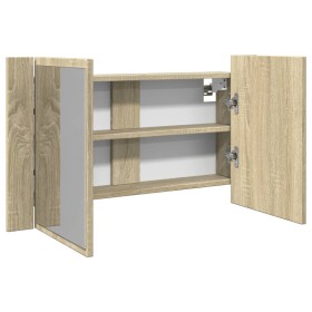 Armario con espejo LED madera roble Sonoma 80x12x45 cm de , Tocadores de baño - Ref: Foro24-849642, Precio: 80,99 €, Descuent...