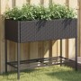 Planter boxes with shelf 2 units synthetic black rattan 90x40x75 cm by , Pots and planters - Ref: Foro24-3210507, Price: 129,...