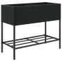 Pflanzgefäße mit Regal 2 Stück Kunststoff-Rattan Schwarz 90x40x75 cm von , Töpfe und Pflanzgefäße - Ref: Foro24-3210507, Prei...