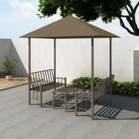 Quiosco de jardín mesa y bancos gris taupe 180g/m² 2,5x1,5x2,4m de vidaXL, Carpas y cenadores - Ref: Foro24-312222, Precio: 3...