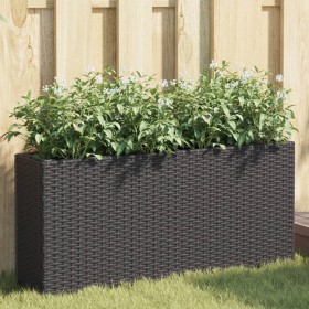 Planters with 2 black PE rattan pots 2 units 90x20x40 cm by , Pots and planters - Ref: Foro24-3210513, Price: 113,91 €, Disco...