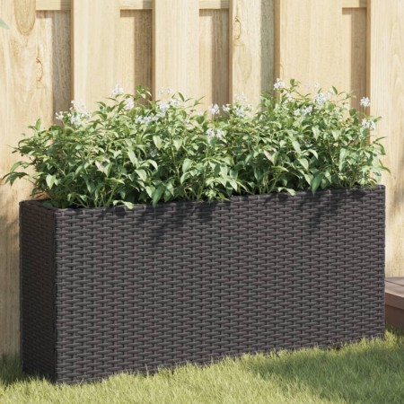 Blumenkästen mit 2 Blumentöpfen 2 Stück Rattan PE schwarz 90x20x40 cm von , Töpfe und Pflanzgefäße - Ref: Foro24-3210513, Pre...