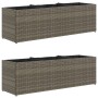 Planters with 3 pots 2 units gray PE rattan 105x30x32 cm by , Pots and planters - Ref: Foro24-3210524, Price: 115,97 €, Disco...