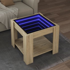 Center table and LED engineered wood Sonoma oak 53x53x45 cm by , Coffee table - Ref: Foro24-847541, Price: 109,67 €, Discount: %