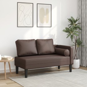 Chaiselongue-Sofa mit braunen Kunstlederkissen. von , Tagesbetten - Ref: Foro24-4007566, Preis: 142,51 €, Rabatt: %