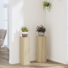 Soportes de plantas 2 uds madera roble Sonoma 17x17x60 cm de , Soportes para macetas - Ref: Foro24-852935, Precio: 47,26 €, D...