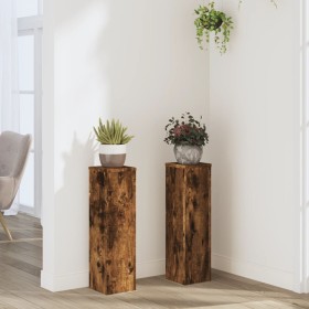 Plant stands 2 units smoked oak wood 17x17x60 cm by , Pot stands - Ref: Foro24-852937, Price: 48,35 €, Discount: %