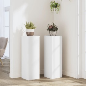 Soportes de plantas 2 uds madera ingeniería blanco 25x25x80 cm de , Soportes para macetas - Ref: Foro24-852942, Precio: 75,75...