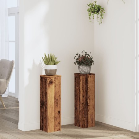 Plant stands 2 units aged oak wood 17x17x60 cm by , Pot stands - Ref: Foro24-852940, Price: 43,38 €, Discount: %