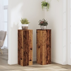 Soportes de plantas 2 uds madera roble envejecido 25x25x80 cm de , Soportes para macetas - Ref: Foro24-852949, Precio: 70,60 ...