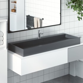 Cast mineral/marble anthracite washbasin 120x46x11 cm by , Sinks - Ref: Foro24-155986, Price: 273,57 €, Discount: %