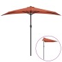 Terracotta aluminum semicircular balcony umbrella 270x144x222 cm by vidaXL, Umbrellas - Ref: Foro24-312499, Price: 129,54 €, ...