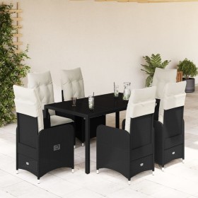 Set de mesa y sillas de jardín 7 pzas y cojines ratán PE negro de , Conjuntos de jardín - Ref: Foro24-3276991, Precio: 888,99...