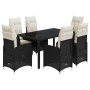 Set de mesa y sillas de jardín 7 pzas y cojines ratán PE negro de , Conjuntos de jardín - Ref: Foro24-3276991, Precio: 883,91...