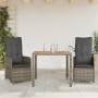 Gartentisch und Stühle 3-teilig und Kissen aus grauem Kunststoff-Rattan von , Gartensets - Ref: Foro24-3277019, Preis: 321,92...