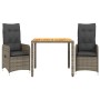 Garden table and 3-piece chair set with gray synthetic rattan cushions by , Garden sets - Ref: Foro24-3277019, Price: 321,92 ...