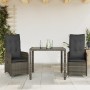 Gartentisch und Stühle 3-teilig und Kissen aus grauem Kunststoff-Rattan von , Gartensets - Ref: Foro24-3277031, Preis: 361,31...