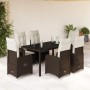 Garden table and chairs set, 7 pieces with brown PE rattan cushions. by , Garden sets - Ref: Foro24-3277067, Price: 902,79 €,...