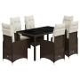 Set de mesa y sillas jardín 7 pzas con cojines ratán PE marrón de , Conjuntos de jardín - Ref: Foro24-3277067, Precio: 902,79...