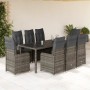 Gartentisch und Stühle 9-teilig mit grauen Polstern aus synthetischem Rattan von , Gartensets - Ref: Foro24-3277038, Preis: 1...