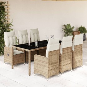 Gartentisch- und Stuhlset 7-teilig mit PE-Rattan-Beige-Kissen. von , Gartensets - Ref: Foro24-3277101, Preis: 902,99 €, Rabat...