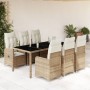 Garden table and chairs set, 7 pieces, with beige PE rattan cushions. by , Garden sets - Ref: Foro24-3277101, Price: 908,73 €...