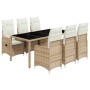 Set de mesa y sillas de jardín 7 pzas y cojines ratán PE beige de , Conjuntos de jardín - Ref: Foro24-3277101, Precio: 902,99...