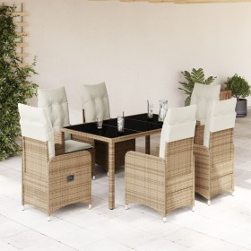 Gartentisch- und Stuhlset, 7-teilig, mit PE-Rattan-Beige-Kissen. von , Gartensets - Ref: Foro24-3277099, Preis: 836,99 €, Rab...