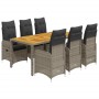 Garden table and 7-piece chairs set with gray synthetic rattan cushions. by , Garden sets - Ref: Foro24-3277025, Price: 904,1...