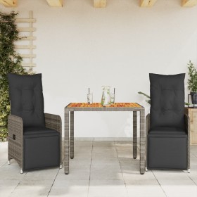 Gartentisch und Stühle 3-teilig und Kissen aus grauem Kunststoff-Rattan von , Gartensets - Ref: Foro24-3277157, Preis: 339,76...