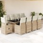 Garden table and chairs set 11 pieces with beige PE rattan cushions by , Garden sets - Ref: Foro24-3277287, Price: 1,00 €, Di...