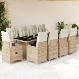 Gartentisch- und Stuhlset 11-teilig mit PE-Rattan-Beige-Kissen. von , Gartensets - Ref: Foro24-3277287, Preis: 1,00 €, Rabatt: %