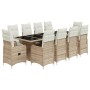 Garden table and chairs set 11 pieces with beige PE rattan cushions by , Garden sets - Ref: Foro24-3277287, Price: 1,00 €, Di...