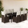 Garden table and chairs set, 9 pieces with brown PE rattan cushions. by , Garden sets - Ref: Foro24-3277071, Price: 1,00 €, D...