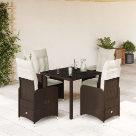 Gartentisch und Stühle 5-teilig mit braunen Kunststoff-Rattan-Kissen. von , Gartensets - Ref: Foro24-3277065, Preis: 641,30 €...