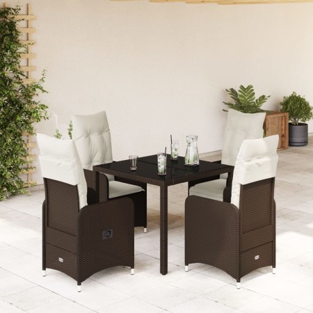 Gartentisch und Stühle 5-teilig mit braunen Kunststoff-Rattan-Kissen. von , Gartensets - Ref: Foro24-3277065, Preis: 645,80 €...