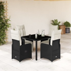 Garden table and 5-piece chair set with black synthetic rattan cushions by , Garden sets - Ref: Foro24-3277136, Price: 644,99...