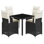 Garden table and 5-piece chair set with black synthetic rattan cushions by , Garden sets - Ref: Foro24-3277136, Price: 640,76...