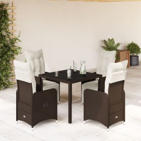 Garden table and 5-piece chair set with brown synthetic rattan cushions. by , Garden sets - Ref: Foro24-3277188, Price: 662,1...