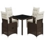 Garden table and 5-piece chair set with brown synthetic rattan cushions. by , Garden sets - Ref: Foro24-3277188, Price: 662,1...