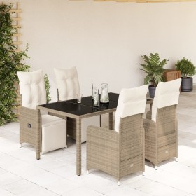 Garden table and 5-piece chair set with brown synthetic rattan cushions. by , Garden sets - Ref: Foro24-3277211, Price: 622,9...