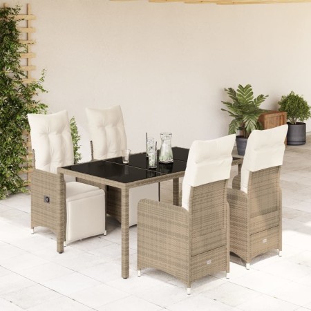 Gartentisch und Stühle 5-teilig mit braunen Kunststoff-Rattan-Kissen. von , Gartensets - Ref: Foro24-3277211, Preis: 622,99 €...