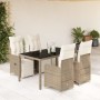 Garden table and 5-piece chair set with brown synthetic rattan cushions. by , Garden sets - Ref: Foro24-3277211, Price: 623,2...