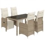 Garden table and 5-piece chair set with brown synthetic rattan cushions. by , Garden sets - Ref: Foro24-3277211, Price: 623,2...