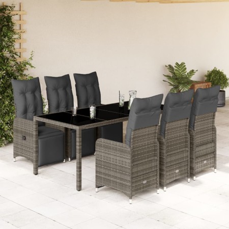 Garden table and 7-piece chairs set with gray synthetic rattan cushions. by , Garden sets - Ref: Foro24-3277169, Price: 1,00 ...