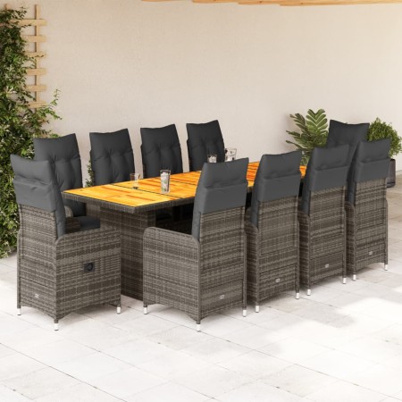 Gartentisch- und Stuhlset 11-teilig mit grauen PE-Rattan-Kissen. von , Gartensets - Ref: Foro24-3277279, Preis: 1,00 €, Rabat...