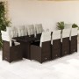 Garden table and chairs set 11 pieces with brown PE rattan cushions by , Garden sets - Ref: Foro24-3277285, Price: 1,00 €, Di...