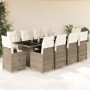 Set de mesa y sillas de jardín 11 pzas y cojines ratán PE beige de , Conjuntos de jardín - Ref: Foro24-3277300, Precio: 1,00 ...