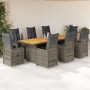 Garden table and 9-piece chairs set with gray synthetic rattan cushions. by , Garden sets - Ref: Foro24-3277293, Price: 1,00 ...