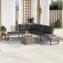 Gartensofa-Set mit 2-teiligen Kissen aus synthetischem Rattan in Grau und Akazie. von , Gartensets - Ref: Foro24-3277499, Pre...